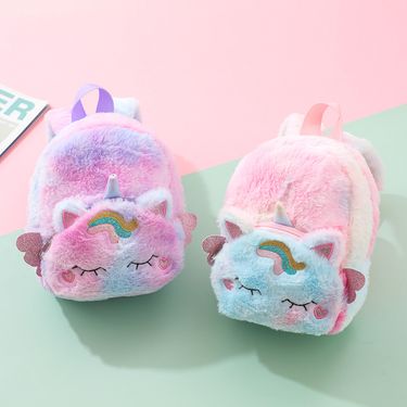 Casual Backpack Plush Backpack Cute Cartoon Plush Backpack Unicorn Unicorn Plush Schoolbag Girl_voghion.com