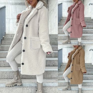 Women's Clothing autumn and winter women's fur lapel plush coat long coat_voghion.com