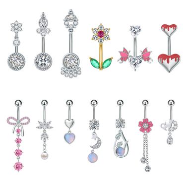 Women's Jewelry Zircon Belly Button Ring Oiled Belly Button Nail Piercing Jewelry_voghion.com