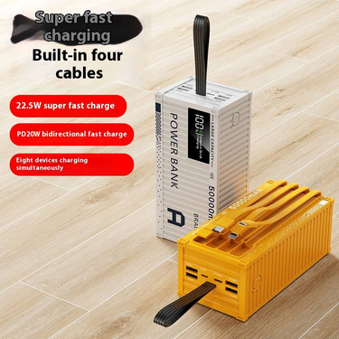 50000mAh 22.5W PD Fast Charging Power Bank With Built-in Cables, Portable Outdoor Battery Pack For IPhone, Android, Tablet (White/Black/Red/Yellow)_voghion.com