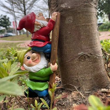 Resin Figurines, Outdoor Courtyard Decorations, Lawn Gardens, Climbing Ladders, Elf Statues, Micro Landscape Sculptures_voghion.com