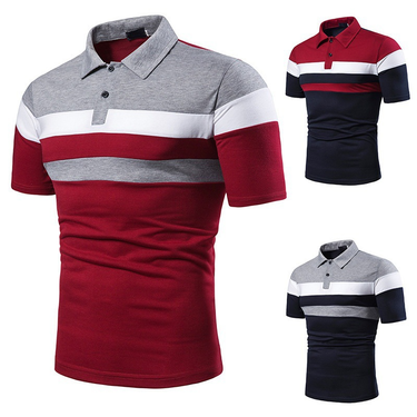 Men's Summer Short-sleeved T-shirt Men's Trendy Fashion Color Matching T-shirt Men's Lapel POLO _voghion.com