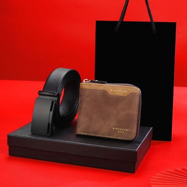 Men's Wallet Belt Set Men's Leather Premium Belt Wallet Gift Box Automatic Buckle Business Cowhide Men's Belt_voghion.com