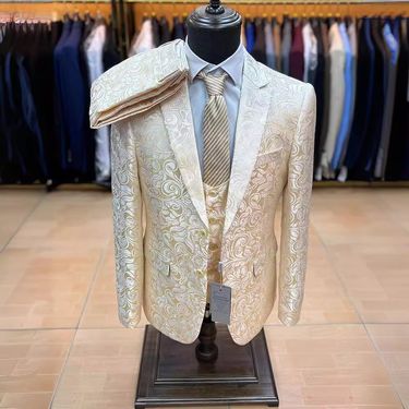 Men's Clothing Men's Suit Jacquard Slim Wedding Dignified Evening Dress Three Piece Suit Men Suit_voghion.com