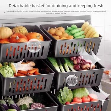 Kitchen Floor-Standing Multi-Layer Household Trolley Snack Basket Fruit And Vegetable Storage Rack_voghion.com