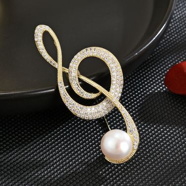 Korean version of zircon freshwater pearl corsage minimalist pin coat with accessories, personalized note brooch accessories_voghion.com