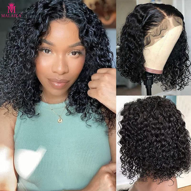 Curly Bob Human Hair Wig 12 Inch 13x4 Lace Front Wig Pre Plucked 180% Density Brazilian Virgin Deep Curly Bob Wigs Human Hair_voghion.com