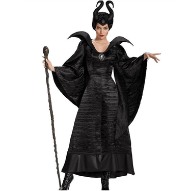 M-3XL Large Size Halloween Costume Maleficent Dark Witch Costume Horn Witch Costume Uniform_voghion.com