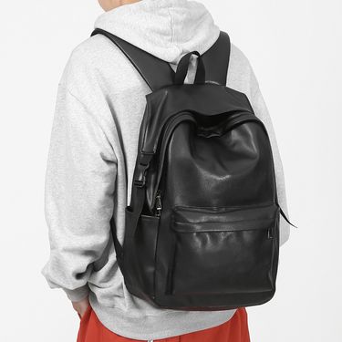 Backpack Male Large Capacity Pu Soft Surface Sports Leisure Computer Backpack Male College Student High School Travel Backpack_voghion.com