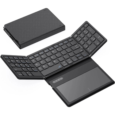 Foldable Bluetooth Keyboard Portable Full Size Folding Keyboard with Touchpad Wireless Travel Keyboard for Windows/iOS/Android_voghion.com