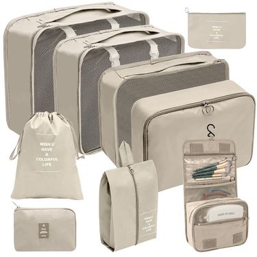 New Travel Storage Bag 9-piece Set Digital Toiletries And Cosmetics Sorting Storage Bag Clothes Shoes Luggage Travel Bag_voghion.com