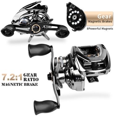 Long Casting Lure Baitcasting 7.2:1 Anti-Backlash 5+1BB With Drag Alarm Electroplated Fishing Reel_voghion.com