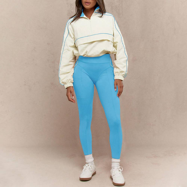 Women's Clothing Drawstring Waist Nylon Top Yoga Pants Sports Leisure Two Piece Suit_voghion.com