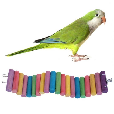 Parrot Bird Hamster Color Round Wood Small Plank Road Ladder Toy_voghion.com