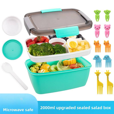 Microwave-Safe Bento Box With 2-Tier Compartments - Leakproof Lunch Container For Office Meal Prep (Dishwasher Safe BPA-Free Plastic)_voghion.com