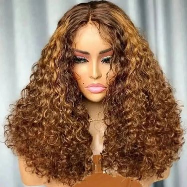 Highlight Curly Bob Wigs 13x4 Lace Front Wig Brazilian Remy Human Hair Wig 13x4 Ombre Brown Deep Wave Short Bob Wigs for Women_ipsvogv.com