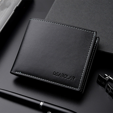 Hot Sale New Men's Wall Casual Two-fold Short Horizontal Men's Wall PU Solid Color Men's Open Coin Purse Brand_voghion.com