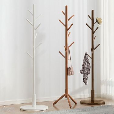 Nordic Style Solid Wood Beech Floor Coat Living Room Bedroom Storage Clothes Rack_voghion.com