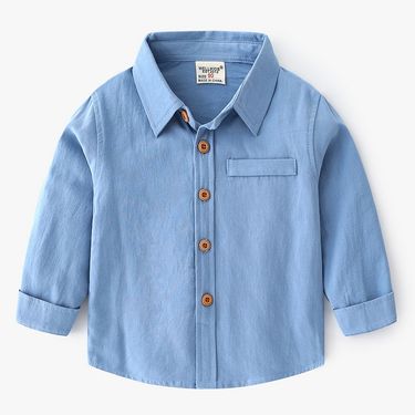 XUANMU 2-8Y Toddler Boys Shirt Cotton Spring Autumn Fashion Candy-Colored Lapel Long Sleeve Thin Shirt For Kids Child Tops XB030_voghion.com