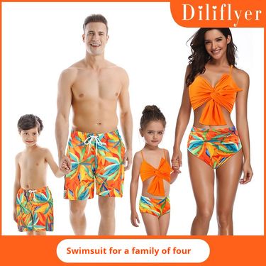 2024 parent-child swimsuit, split piece swimsuit, fashionable bikini two-piece swimsuit, boys and girls swimsuit, men's beach pants (one set)_voghion.com