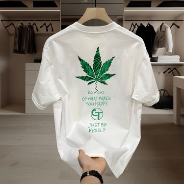 Men's Clothing Handsome Heavyweight Cotton T Shirt Men's Short Sleeved Summer New Loose Round Neck Casual All Match High End Light Luxury_voghion.com