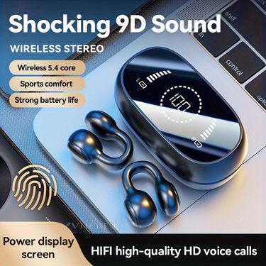New Ear Clip-on Headset Long Battery Life Non-in-ear HD Sound Quality Large Screen LED Digital Display Wireless Headset,_voghion.com