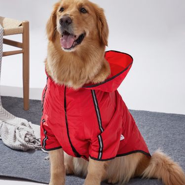Large Medium Small Pet Clothing Dog Reflective Strip Hooded Waterproof Raincoat_voghion.com