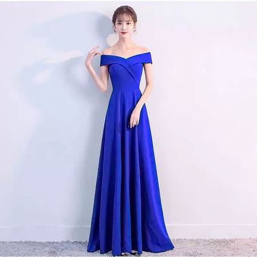 Women's clothing new banquet black party dress sexy one shoulder long dress end_viptrois.com