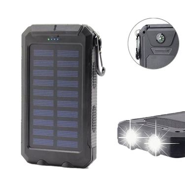Strong Waterproof With LED Light, 20,000 MAh, Compass, Solar Power Bank For Mobile Phones, USB Interface_voghion.com