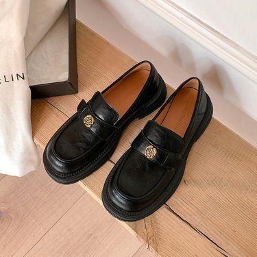 Thick-Soled Loafers For Women, British Camellia Deep Mouth Single Shoes, Versatile College Style, JK Uniform Shoes_voghion.com