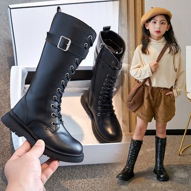 Simple 2025 Autumn Winter Long Children's Leather Girls' Fashion Show High Boys' Boots_voghion.com