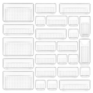 Clear Plastic Drawer Organizer Set - 6-Piece Stackable Storage Bins For Makeup Kitchen Utensils & Bathroom Essentials (Modular Design)_voghion.com