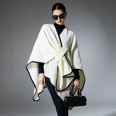 2025 New Warm Beige Fashion Buckle Cross-Over Shawl_voghion.com