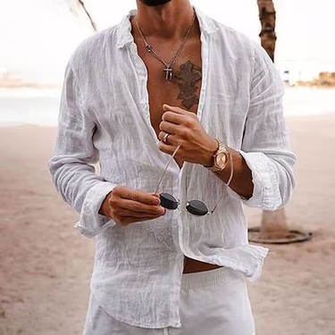 Men's Clothing 2025 Men's Long Sleeve Shirt Solid Color Lapel Casual Style Shirt_voghion.com