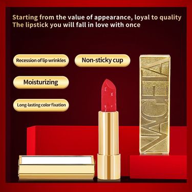Quality NAGETA Small Gold Block Mirror Lipstick Is Fade, Not Easy To Touch Cup Moisturizing Matte Lipstick_voghion.com
