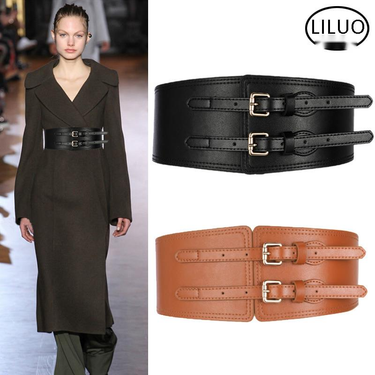 New Collection Waist Versatile Black Belt Embellishment Waist Closure For Women's Outerwear Elastic Wide Belt With Coat, Suit And Skirt_voghion.com