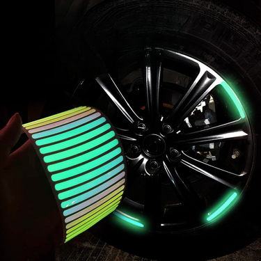 Car wheel hub reflective seven color laser luminous tire anti-collision sticker with personalized creativity, motorcycle_voghion.com