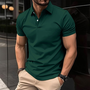 Men's summer ice silk cotton high-end polo shirt short sleeve business thin line lapel T-shirt top Paul_mkmklike.com