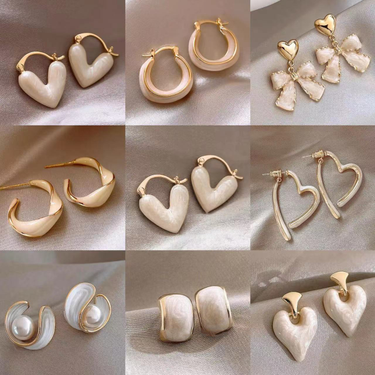 Silver Needle Drops Oil Love Geometry Korean Simple Flower Fashion And Elegant Style High Grade Earrings For Women_voghion.com