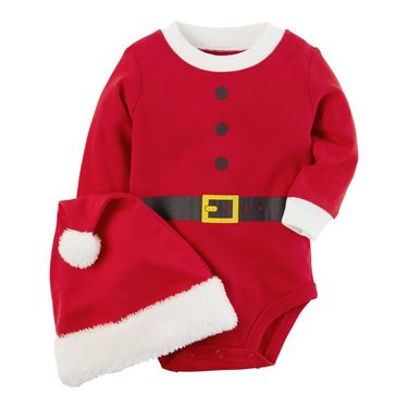 Christmas Boys and girls Christmas jumpsuit climbing suit Ha + Christmas hat children's suit ins_voghion.com