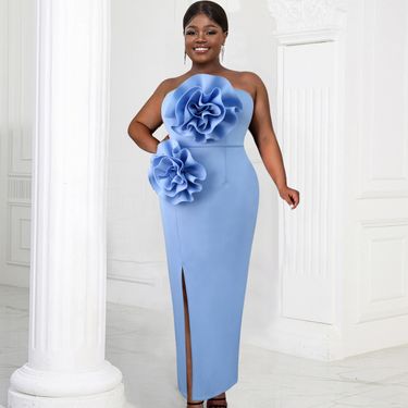 Banquet three-dimensional decorative dress new sleeveless sexy tube top backless women's long dress_voghion.com