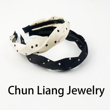 Korean Style Little Polka Dot Braided Tooth Hairband Autumn Winter High Skull Top Wide Edge Face Washing Clip_voghion.com