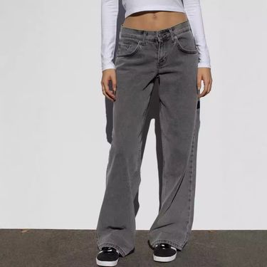 Women's Clothing Washed Retro Straight High Waist Wide Leg Loose Drape Versatile Jeans_voghion.com