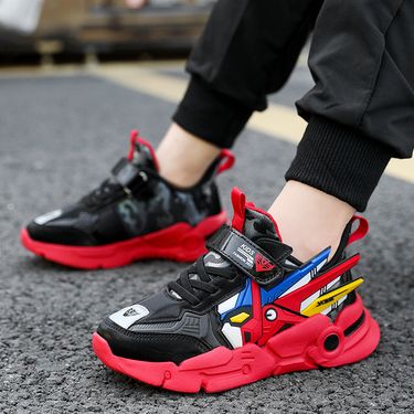 Boys' Spring And Autumn New Style Fashionable Leather Comfortable Middle And Large Children's Running Shoes Casual Velcro Sports Shoes_voghion.com