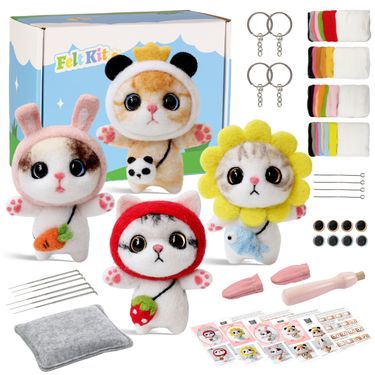 New Wool Felt Poking Fun Diy Material Package Cat Doll Handmade Wool Felt Material Package Four Packs_voghion.com