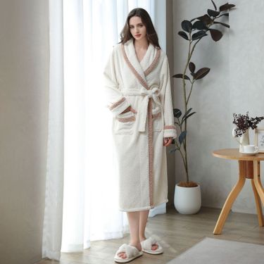 Women's Couples nightgown autumn and winter new pajamas women's lapel warm home clothes long sleeves can be worn outside nightgown bathrobe wholesale_voghion.com