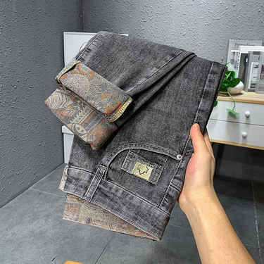 Autumn New Jeans Men's Straight Loose Large Fashion Trendy High end Elastic Casual Long Pants_voghion.com