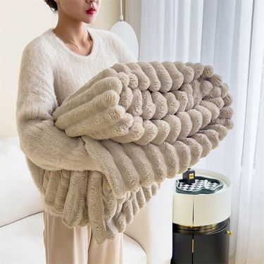 Rabbit Fur Multi-Functional Nap Fleece Summer Air Conditioning Small Sofa Throw Car Blanket_voghion.com