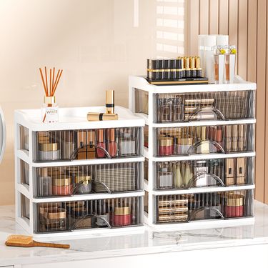 New Light Luxury Drawer Style Desktop Multi Layer Cosmetics Transparent Dressing Table Storage Box Organizing Cabinet_voghion.com