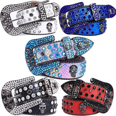 VOOTHOST New Rhinestone Men Women Belt Fashion Full Diamonds Versatile Waistband Clothing Accessories Senior Gothic Style Belt F0383_voghion.com